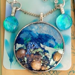 SOLD Large round pendent with matching earrings